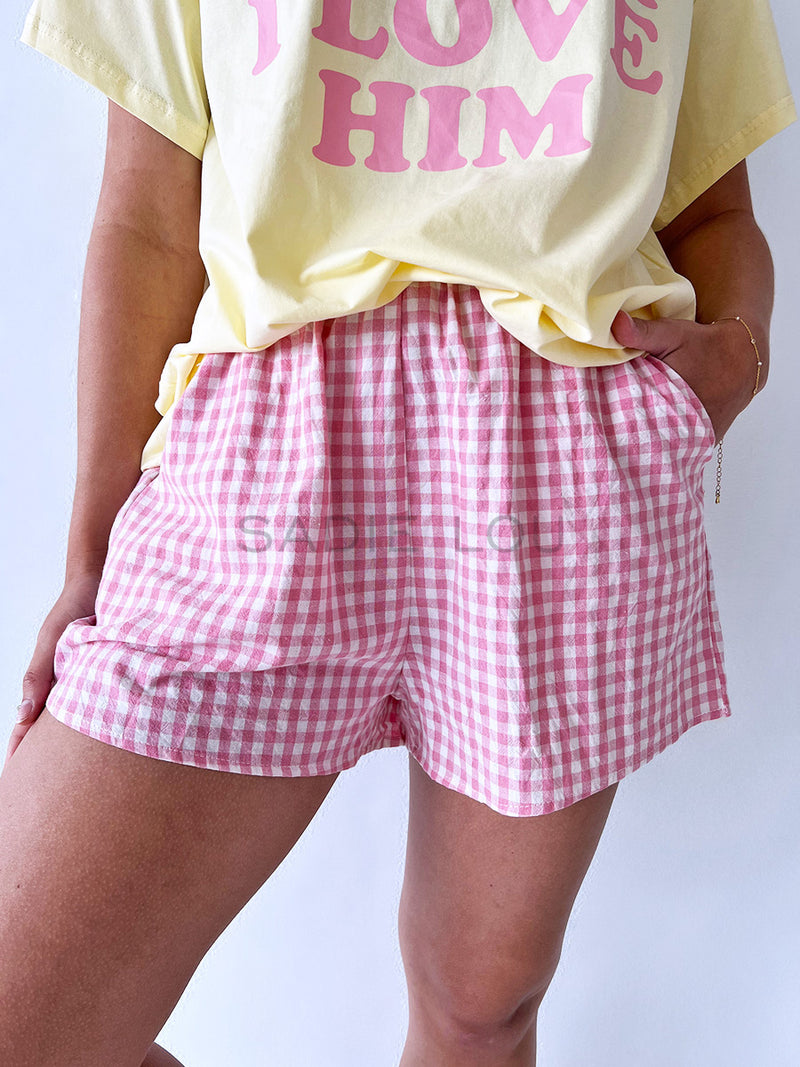 By Frankie / Blanca Shorts - Pink/Bone Gingham