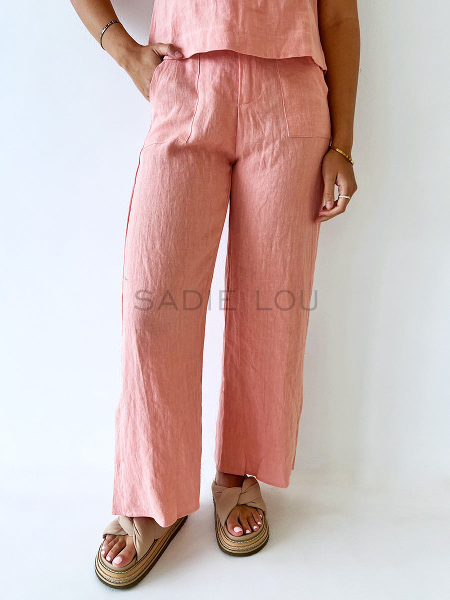 Little Lies / Jude Linen Pant - Light Peach