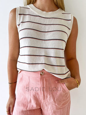 Little Lies / Spring Tank - Peach Stripe