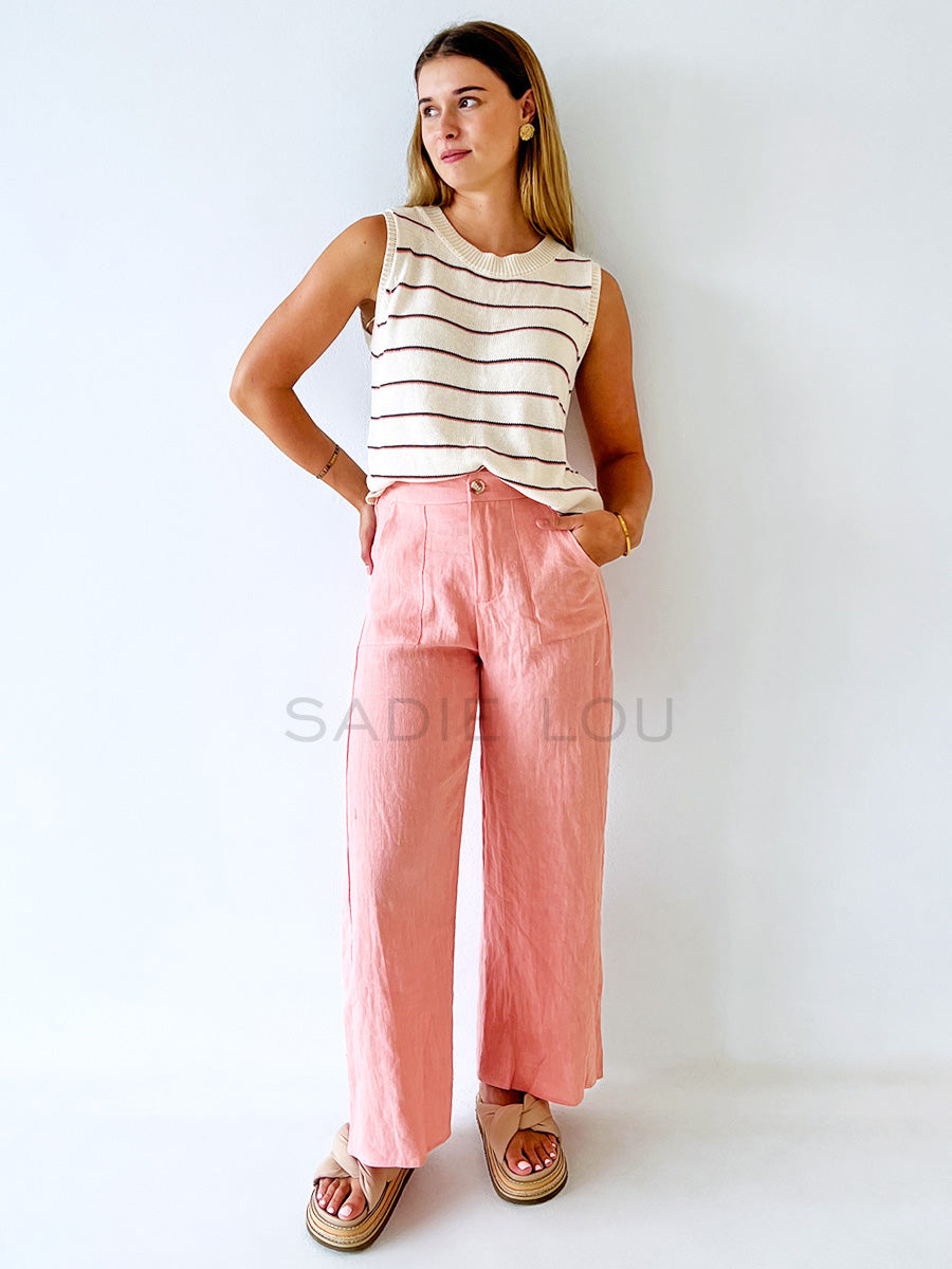 Little Lies / Spring Tank - Peach Stripe