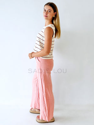 Little Lies / Spring Tank - Peach Stripe