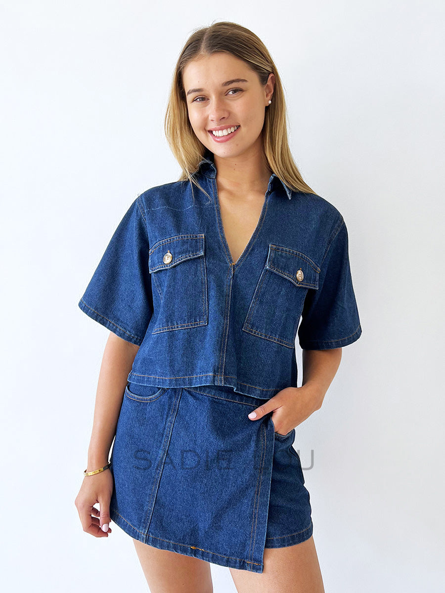 By Frankie / Von Denim Skort Set - Dark Denim