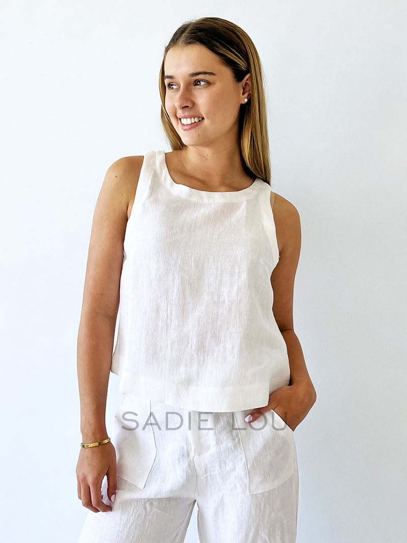 Little Lies / Jude Linen Top White