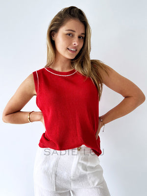 Little Lies / Nautical Spring Tank Red