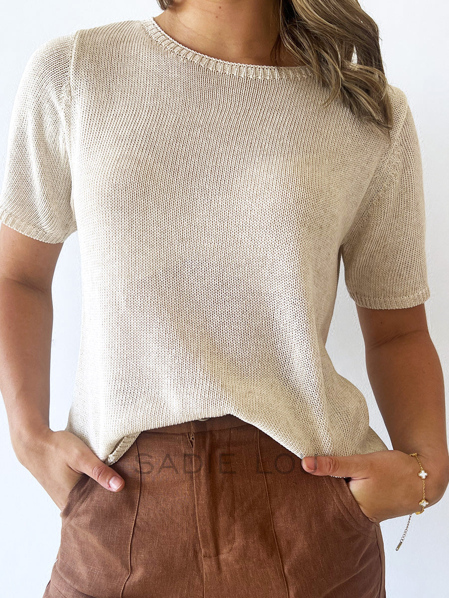 Little Lies / Spring Knit Tee - Oat