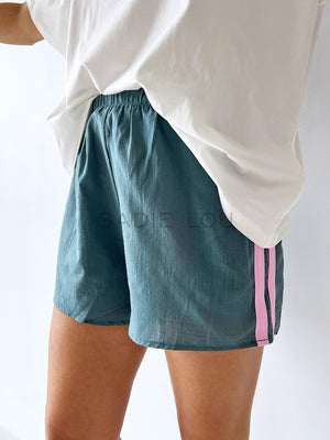 By Frankie /  Racer Shorts - Forest/Pink