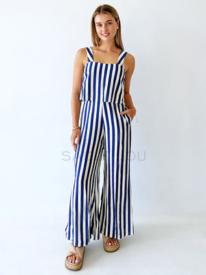 Waverly Jumpsuit - Blue/White Stripe