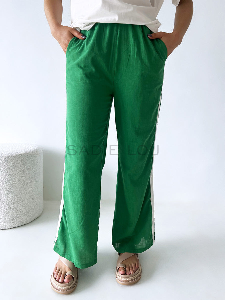 By Frankie / Linen Racer Pant - Green