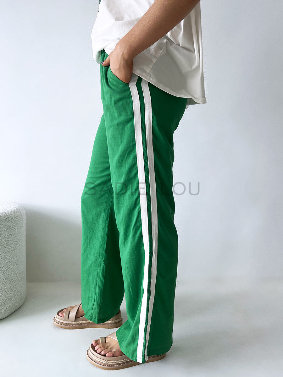 By Frankie / Linen Racer Pant - Green