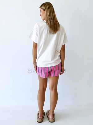 By Frankie / Amalfi Shorts - Pink/Green Stripe