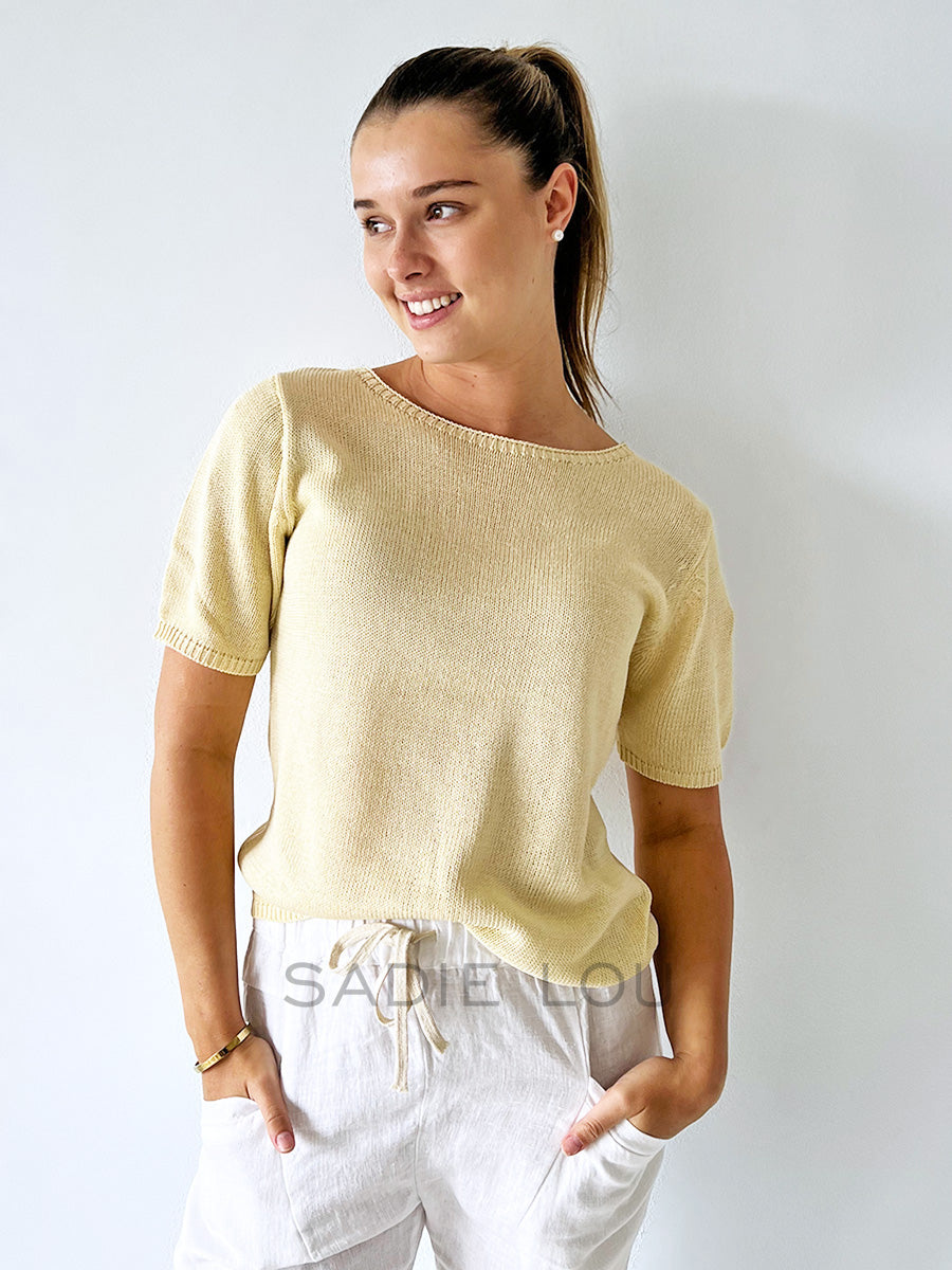 Little Lies / Spring Knit Tee - Lemon