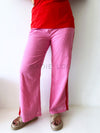 By Frankie / Linen Racer Pant - Fuchsia/Red Stripe