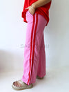 By Frankie / Linen Racer Pant - Fuchsia/Red Stripe