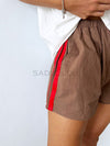 By Frankie /  Racer Shorts - Brown/Red Stripe