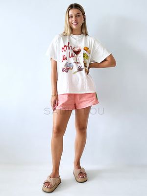 By Frankie /  Racer Shorts - Peach/Green