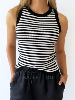 Little Lies / Ria Stripe Tank - Black