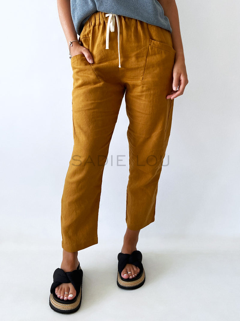 Little Lies / Luxe Linen Pant - Mustard