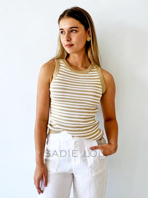 Little Lies / Ria Stripe Tank - Fawn