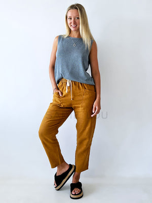 Little Lies / Luxe Linen Pant - Mustard