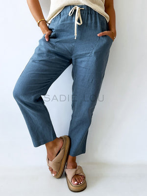 Little Lies / Luxe Linen Pant - Blue