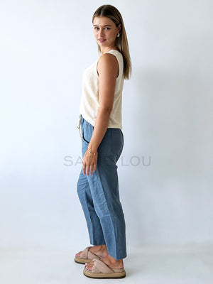 Little Lies / Luxe Linen Pant - Blue