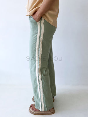 By Frankie / Racer Linen Pant - Sage