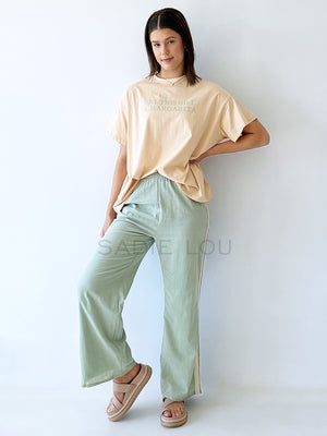 By Frankie / Racer Linen Pant - Sage