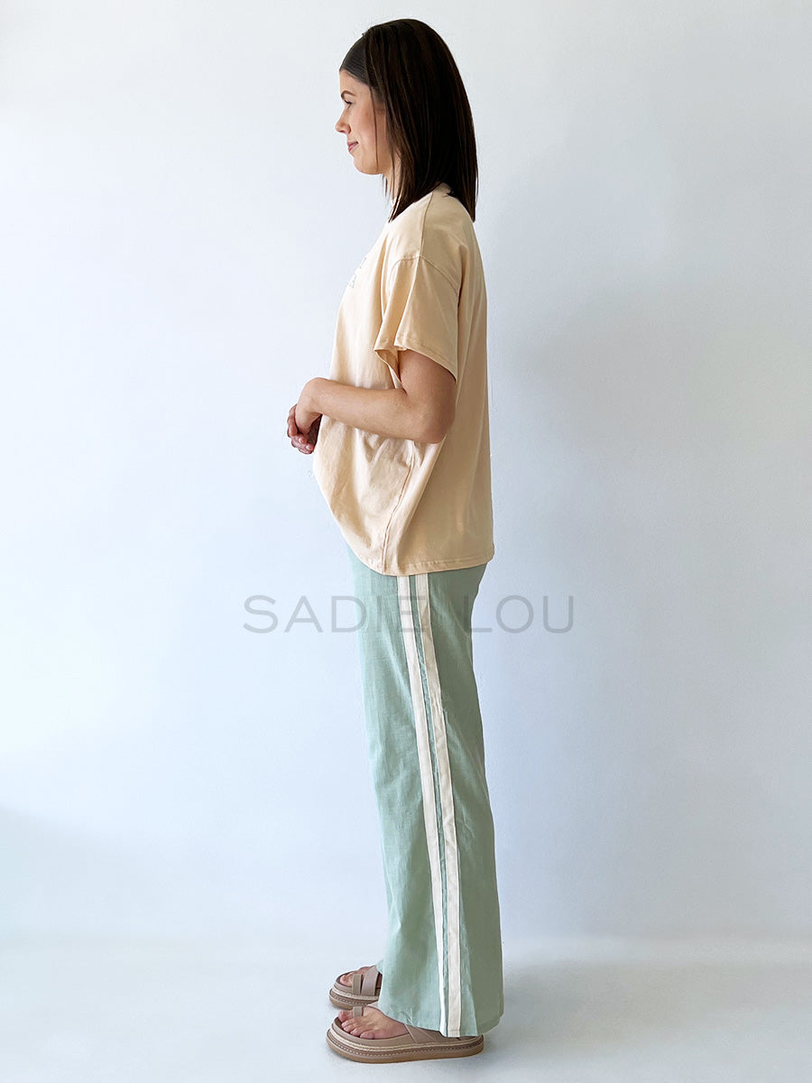 By Frankie / Racer Linen Pant - Sage