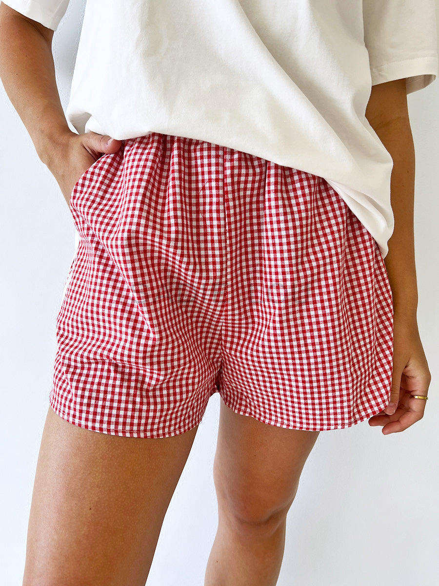 By Frankie /  Racer Shorts - Red Gingham