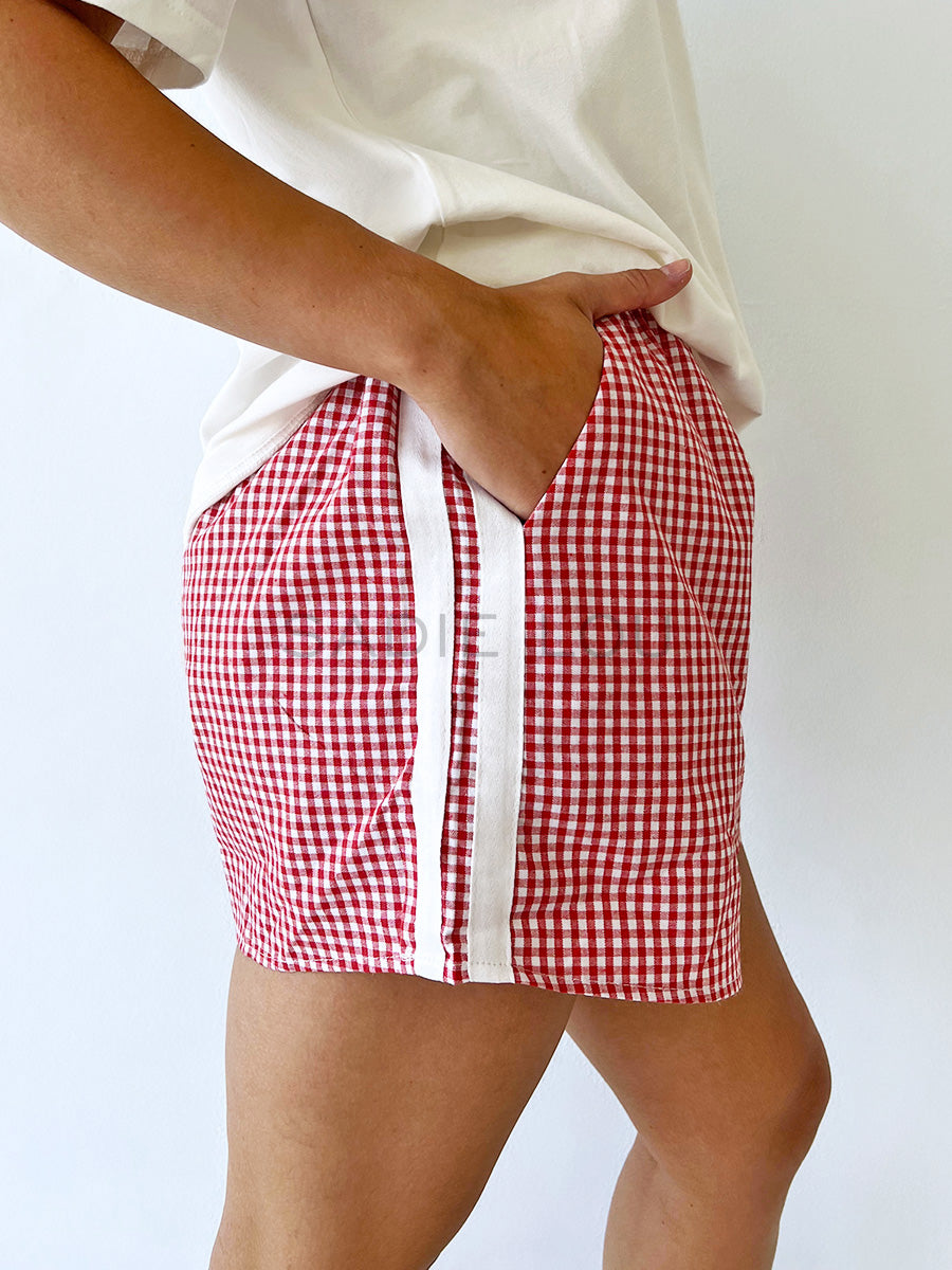 By Frankie /  Racer Shorts - Red Gingham