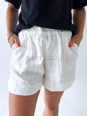 Little Lies / Bronte Linen Shorts - White