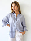 Little Lies / Linen Boyfriend Shirt - Powder Blue