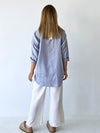 Little Lies / Linen Boyfriend Shirt - Powder Blue