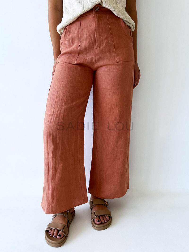 Little Lies / Jude Linen Pant - Peach