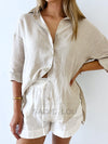 Little Lies / Linen Boyfriend Shirt - Oat