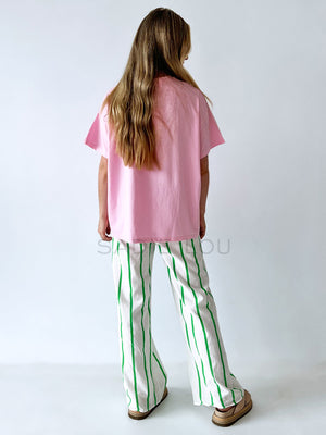 By Frankie / Amalfi Linen Pant - Green/White