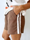 By Frankie /  Racer Shorts - Brown/White Stripe