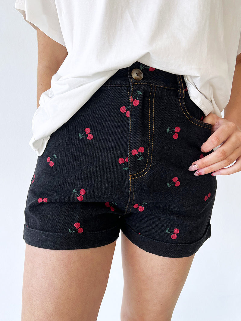 By Frankie / Cherry Bomb denim Shorts - Black