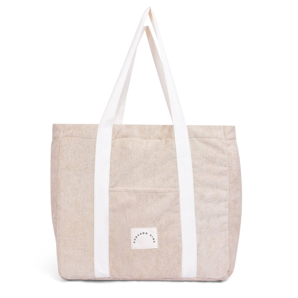 Avocado Zinc / Terry Towelling Tote - Latte