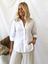 Little Lies / Linen Boyfriend Shirt - White